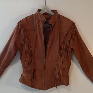 Vintage Wilsons suede frayed jacket in tan large